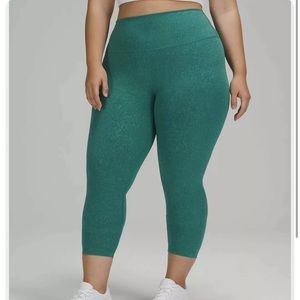 Lululemon Wunder Train High Rise Crop 23" Teal CRTL Everlux Fabric size 20